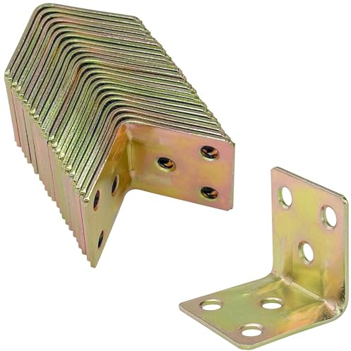 24 PCS L-Shaped Brackets,Furniture Cabinet Hardware Corner Braces,Zinc-Plated Angle Brackets