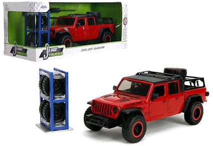 Just Trucks 1:24 2020 Jeep Gladiator Druckguss-Auto- und Reifenständer, Spielzeug für Kinder und Erwachsene (rot)