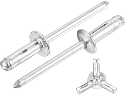 sourcing map 50 Stück 3/16 x 1/2 Zoll Aluminium Rundkopf Tri Grip Nieten Sortiment Birnen-Stil Nieten für Heimwerker, Blech, Autoreparaturen, Möbel, Marine Boot (Silber)