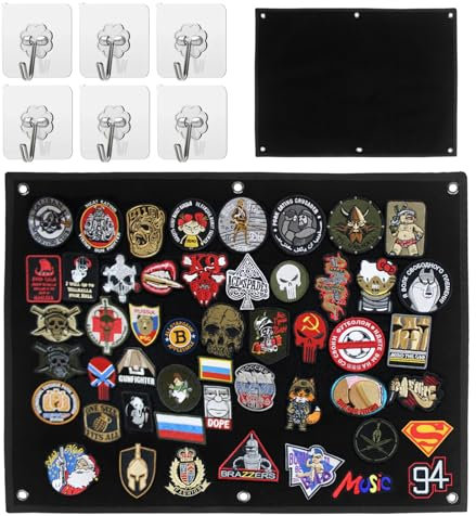 Kletttafel Patches Klett Wand Klettfläche Klettmatte 60×45CM Mit Ösen Faltbar Klettwand Haken & Schlaufe Klett Patch Board Patches Klett Wandern Organizer Display Tafel für Abzeichen Aufnäher