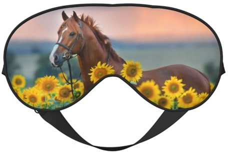 Pferd Sonnenblumen Schlafmaske, Augenmasken zum Schlafen, doppelseitig, Schlafmasken für Damen und Herren, Verdunkelung Augenabdeckungen zum Schlafen, Reisen