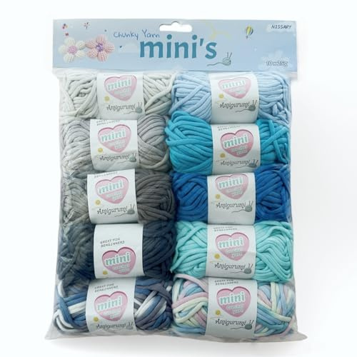 Häkelgarn für Anfänger 10x25g Dickes Baumwolle Wolle zum Häkeln Mini Schlauchgarn Häkelwolle Crochet Yarn Baumwoll-Nylon-Mischgarn Amigurumi-Projekte