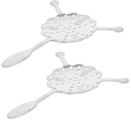 MOLUCKFU 2pcs Stainless Steel Absinthe Spoon Sifting Sugar Cocktail Serving Utensils Wormwood Strainer Silverware Home Barware