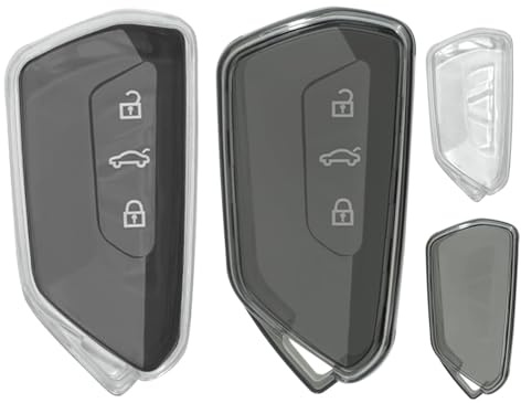 Schlüsselhülle Autoschlüssel Hülle, 2 Stück Schlüssel Cover TPU Schlüsselgehäuse, 3 Tasten, für Golf 8 GTE GTI ID.3 ID.4 Seat Leon MK4 Tarraco Ateca Skoda Octavia 4 Cupra Formentor Bornc