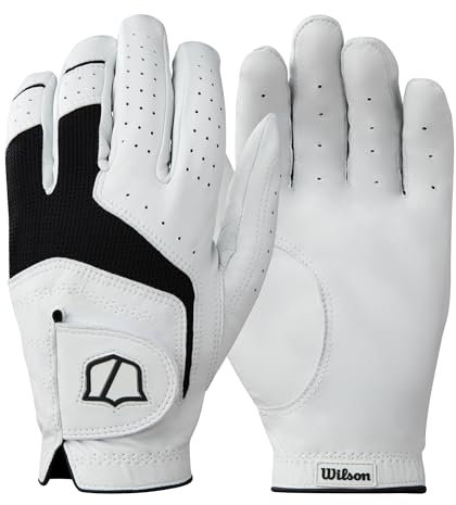 WILSON Staff Conform Golfhandschuh für Herren, Cadet, linke Hand, Weiß/Schwarz, Größe M/L