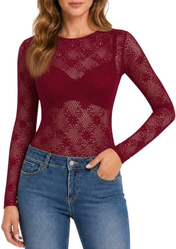 Mujer Camiseta Transparente Manga Larga Camiseta Sexy Malla Top Elegante Camiseta Rejilla Slim Chic Blouses Sheer Clubwear Casual T-Shirt