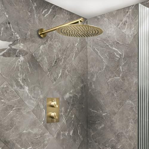 MILANO Mixer Valve 300mm Wall Mounted Round Rainfall Shower Head Brass