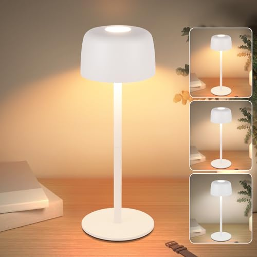 Homefire LED Tischlampe Kabellos Dimmbar: Touch Tischleuchte mit 3 Farbtemperaturen Höhenverstellbar USB Aufladbar Akku Tragbare Wasserdichte Tischlampe für Indoor Outdoor Esszimmer Schlafzimmer