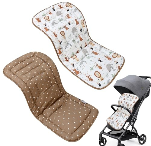 KBIBCK Baby Pushchair Seat Liners, Baby Stroller Liner Pad Seat, Stroller Seat Cover, Universal Double-Sided Pram Seat Liner, Pram Liner Universal Fit for Toddler Infant, 78 x 33 cm (Jungle Animals)