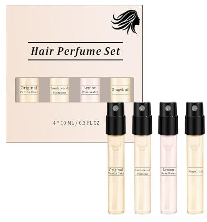 Hair Perfume For Women, Odor-Eliminating Body Mist, Freshen Hair, Body & Pillows, 4 X 10ml Long-Lasting Fresh Fragrances For Easy to Carry Use and Gifting (1 Set)