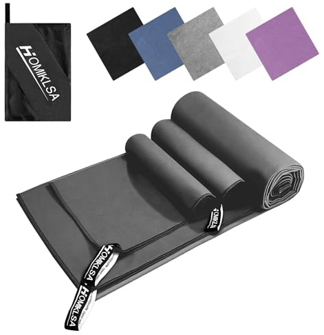 HOMIKLSA Mikrofiber handduk, set med 3, stor 200 x 100 cm och 2 små 80 x 40 cm, snabbtorkande mikrofiber sporthandduk, för reshandduk, badhandduk, fitness- och sporthanddukar och strandhandduk