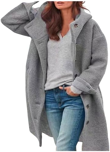 PAIDAXING Trench pour femme - Manteau d'hiver décontracté en laine chaude - Manteau en polaire Sherpa - Veste à capuche Dwon - Coupe ample - Coupe-vent - Manteau d'extérieur pelucheux avec poches