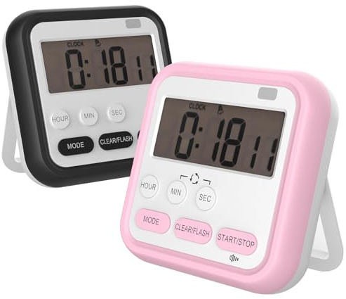 2 Stück KüChentimer Digital,Geepen Eieruhr Digital mit Aufkleber,Magnetisch Stoppuhr Timer, Geeignet Zum Kochen, Backen, Sport, Lernen