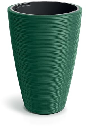 Tymar Macetero grande interior, maceta alta, macetero para exteriores, 35 cm de diámetro, 50 cm de alto, color verde