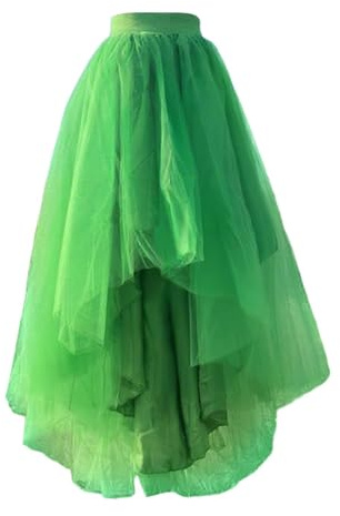 Falda Tutu NiñA, Falda Larga Negra Falda De Malla Colorida con Capas, Cintura Alta AsiméTrica, Cintura EláStica Y Bajo Fluido De Gasa con Volantes Escalonados. (Green, One Size)