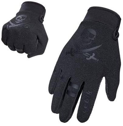 Keebik Kids Dirt Bike Gloves, Kids & Youth Power Sports Riding Gloves for Motorcycle, BMX, Mountain Bike, ATV, Full Finger Children Skull Gloves for Cycling Camping Fishing (KV1, X-Large[10-12Yrs])