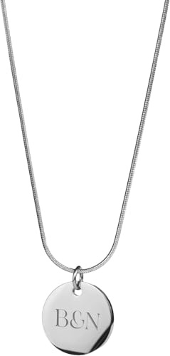 Aurelyn Personalisierte Halskette mit Gravur – Mix & Match mit Wählbarer Kette & Rundem oder Ovalem Anhänger – Geschenk für Frauen – 18K Vergoldeter Edelstahl