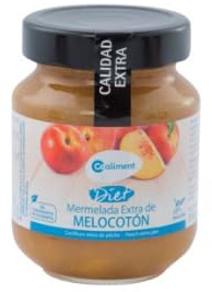 Spanish Diet Peach Jam - Pack of 4 x 330g Jars - No Added Sugar - Made with Sun-Ripened Mediterranean Peaches - Low Calorie & Diabetic Friendly