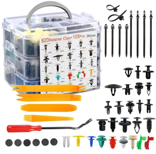 925 Pezzi Clip di Fissaggio Auto Universali, Rivetti in Plastica Clip Auto per Pannello Porta Paraurti Rivestimenti con 5 Strumenti Rimozione e Scatola di Conservazione