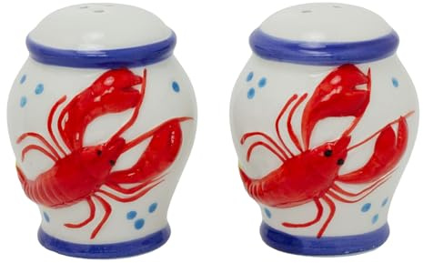 Ceramic Lobster Salt and Pepper Shakers, 8cm Nautical Red Lobster Design Salt & Pepper Pots, Coastal Cruet Set