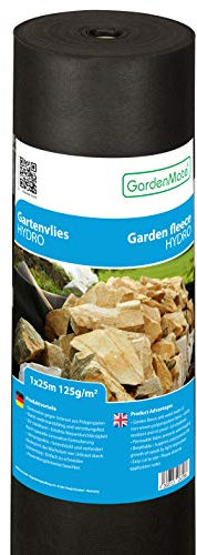 GardenMate 1mx25m Rolle 125g/m² Hydro Premium Gartenvlies mit sehr hoher Wasserdurchlässigkeit - Unkrautvlies Extrem Reißfestes Unkrautschutzvlies - Hohe UV-Stabilisierung - 1mx25m=25m²