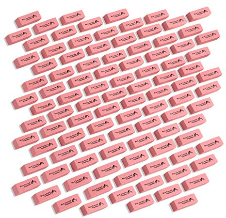 Blue Summit Supplies 100 Pack Pink Erasers Bulk, Pink Pearl Bulk Erasers for Kids, School, and Classroom