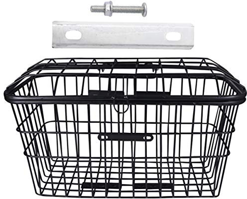 Fahrradkorb Vorne Hinten Drahtkorb Fahrrad Drahtgeflecht Korb mit Deckel Eisen Gepäckträgerkorb Aufbewahrungskorb Mountainbike Rennrad MTB Radfahren Gepäckträger Fahrradzubehör Schwarz