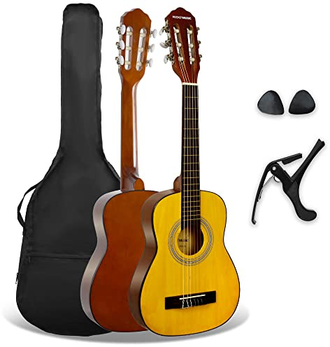 3rd Avenue Pack de guitarra clásica española de tamaño 1/4 para niños XF de 3rd Avenue, Guitarra acústica con cuerdas de nylon, funda de transporte, cejilla y púas, Natural