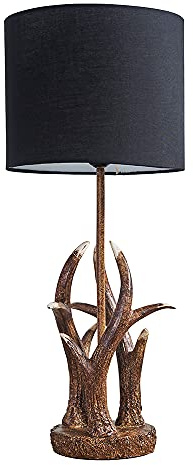 MiniSun | Intertwined Caribou Antler Design Table Lamp with a Black Drum Shade | Table Lamps, Home Décor & Improvement Essential