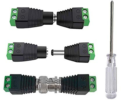 Aiqeer 15 paia 12 V/24 V 2,1 X 5,5 mm maschio femmina DC alimentazione connettore + 10 paia maschio femmina BNC Video Balun connettore per coassiale Cat5 / CAT6, CCTV