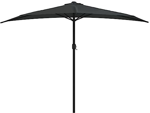 vidaXL Balkon Sonnenschirm Alu-Mast Balkonschirm Strandschirm Marktschirm Ampelschirm Gartenschirm Schirm Wandschirm Schwarz 300x155x223cm Halbrund