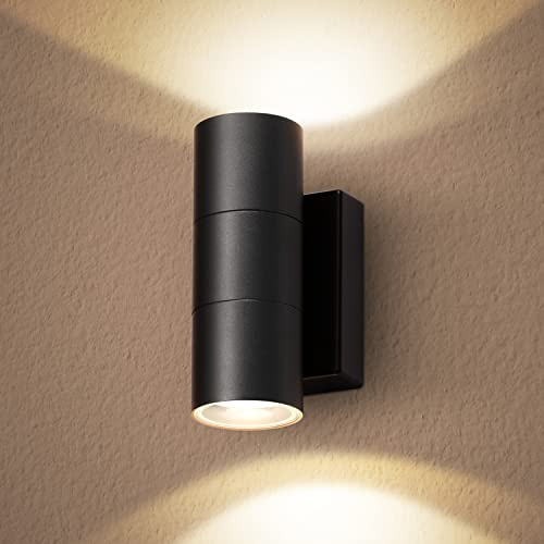 CELAVY LED Wandleuchte Wandlampe aussen, IP65 Wasserdichte Außenleuchte Wand aus Aluminium, Up Down Aussenleuchte Außenlampe GU10 Außenbeleuchtung Außenwandleuchte Balkon Garage Terrasse, Schwarz