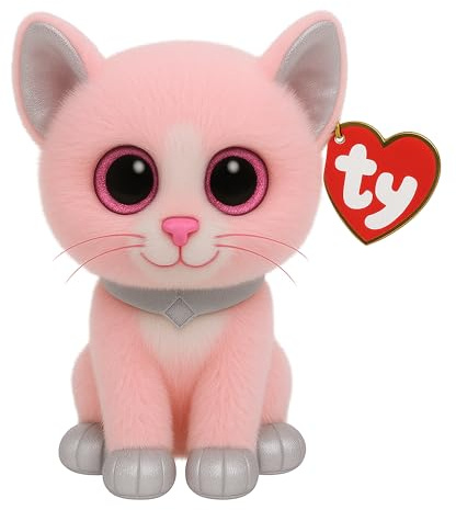Ty Fiona Pink Cat Beanie Boo - Med, 24 CM