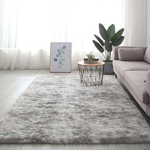 GOUER Hochflor Teppich 120x120cm Weich Moderner Teppich Bodenteppichmatte für Schlafzimmer Wohnzimmer Wohnheim Kinderzimmer Home Dekorative Spielzimmer, Hellgrau