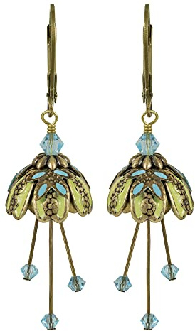 NoMonet Around The Maypole Earrings – Hand-Painted Art Nouveau Floral Filigree, Nature-Inspired Dangle, Vintage-Inspired Jewelry, Artisan Design