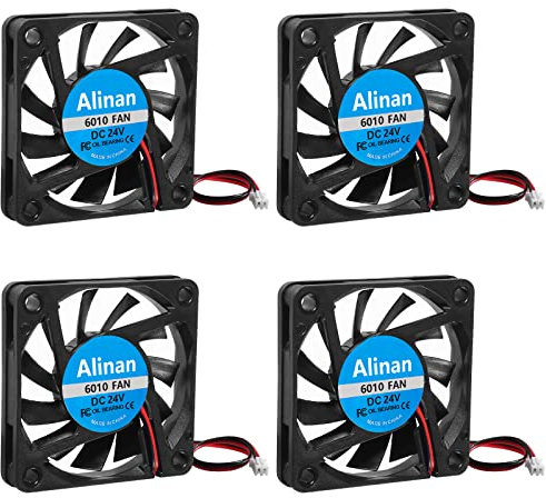 Alinan 4pcs 6010 24V Fan 60x60x10mm 2-pin Sleeve Bearing Brushless DC Cooling Fan 3D Printer Cooling Fan Computer Fan