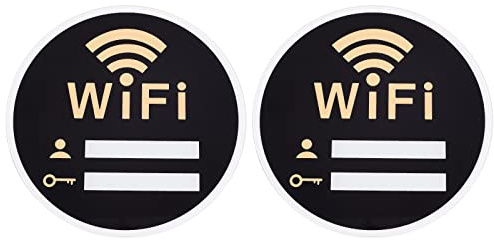 AHANDMAKER 2 pièces Noir Rond Signe de Mot de Passe WiFi, Panneau de Couverture WiFi en Acrylique Panneau de Couverture du réseau sans Fil avec Adhésif pour Salle de Réunion,Café, Bibliothèque