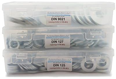 Set/Set Scheiben Stahl galv. verzinkt 8.8 DIN 125 M3-M12 (915 Teile) | Set/Set Scheiben Stahl 8.8 galvanisch DIN 125 M3-M12 (915 Teile)