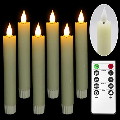 Ymenow LED Stabkerzen mit Fernbedienung Timerfunktion, 6 Stück, Echtwachs | 16,5cm LED Stabkerzen Kurz, 3D Flackernde Flamme Kerzen, Elfenbein Elektrisch Echtwachskerzen für Zimmer Party Tischdeko