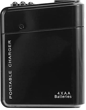 Black 4X AA Battery Portable Emergency Charger USB For Cell Phone