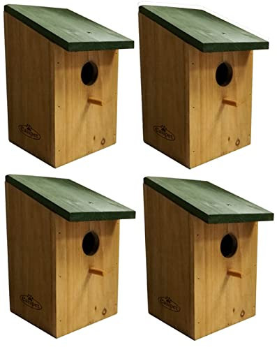 4 x Wooden Bird Nesting Box Small Nest Wood House