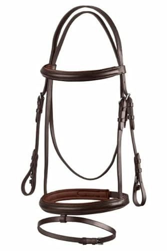 Start Simple Trense Pferd mit Zügel, Zaumzeug für Pferde,englisch kombiniertes Reithalfter, 19mm Gurtzügel, Trensenzaum Leder (Braun, Full (Warmblut))
