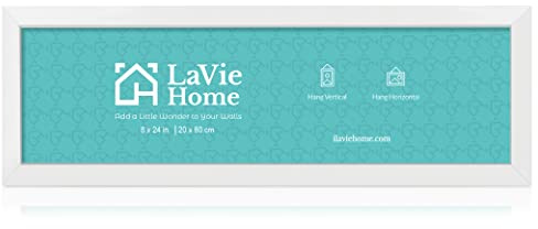 LaVie Home 8x24 Picture Frame White, Panoramic Picture Frame for Wall Decoration, Classic Black Minimalist Style Suitable for Decorating Houses, Offices, Hotels（1 Pack）