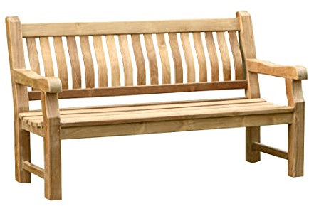 Yoursol by Devries Park Bank, Sitzbreite 150 cm, Teakholz, wetterfest, Massive Holzbank, Gartenbank