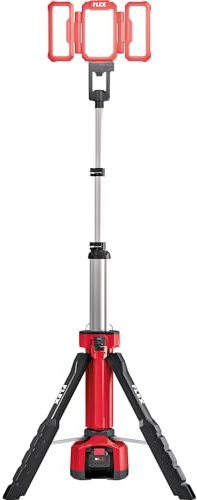 Flex Akku LED Baustrahler (ohne Akku, 18 V, mit Stativ, 4000 Lumen, mit drei Panels, Leuchtkörper 180° drehbar, Stahler, Lampe) 530375