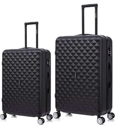 CELIMS - Set Valigie Nero| Valigie Bagaglio a Mano + Valigia Grande | Trolley Bagaglio a Mano 55x40x20 cm + Trolley Grande | Valigia 23 kg