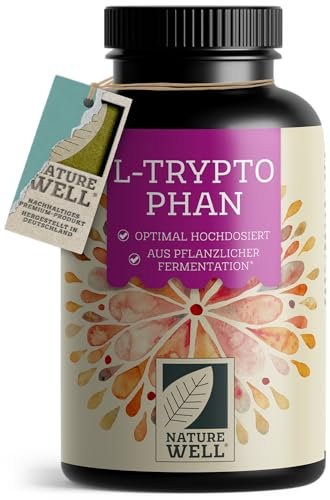 L-Tryptophan hochdosiert - 300x L-Tryptophan Kapseln - 500 mg Tryptophan je Kapsel - 10 Monate Reichweite - veganes Tryptophan aus Fermentation - laborgeprüft mit Zertifikat - 100% vegan