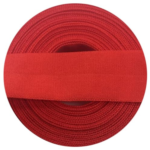 LIMIKPH 10 Meter Gefalzt Elastic Gummiband Faltband -viele Farben erhältlich, 20mm Breite Faltgummi (Rot)
