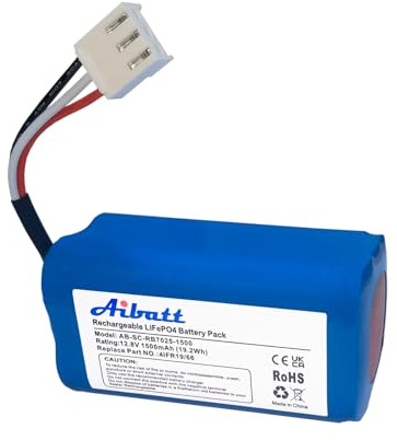 Aibatt Batteria di ricambio per aspirapolvere Severin Chill RB7025, RB-7025, RB-7720, ricambio per 4404048, 4IFR19/66 (12,8 V/ Li-Fe)