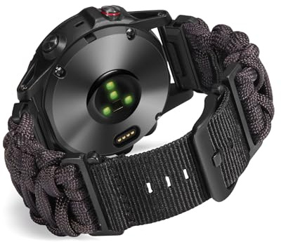 BINLUN Kompatibel mit Garmin Armband Nylon Paracord 550 20MM/22MM/26MM Militär Sports Robustes Für Quickfit-Armband Geflochtene Ersatzarmband Passt Für Fenix/für Forerunner/Für Descent/Für Instinct